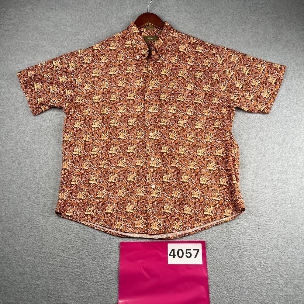 Natural Issue Tropical Print Shirt Red Beach Casual Button Up Short Sleeve Men L